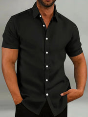 Men's Oversized Short Sleeve Button-Down Shirt