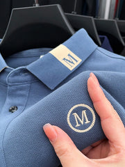 Men's Plus Size Long Sleeve Embroidered Polo