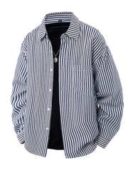 Men's Plus Size Striped Casual Long Sleeve Shirt