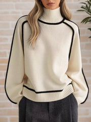 Trim Detail Turtleneck Pullover