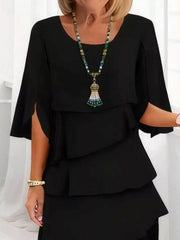 Plus Size Ruffle Layered Flutter Sleeve Dress