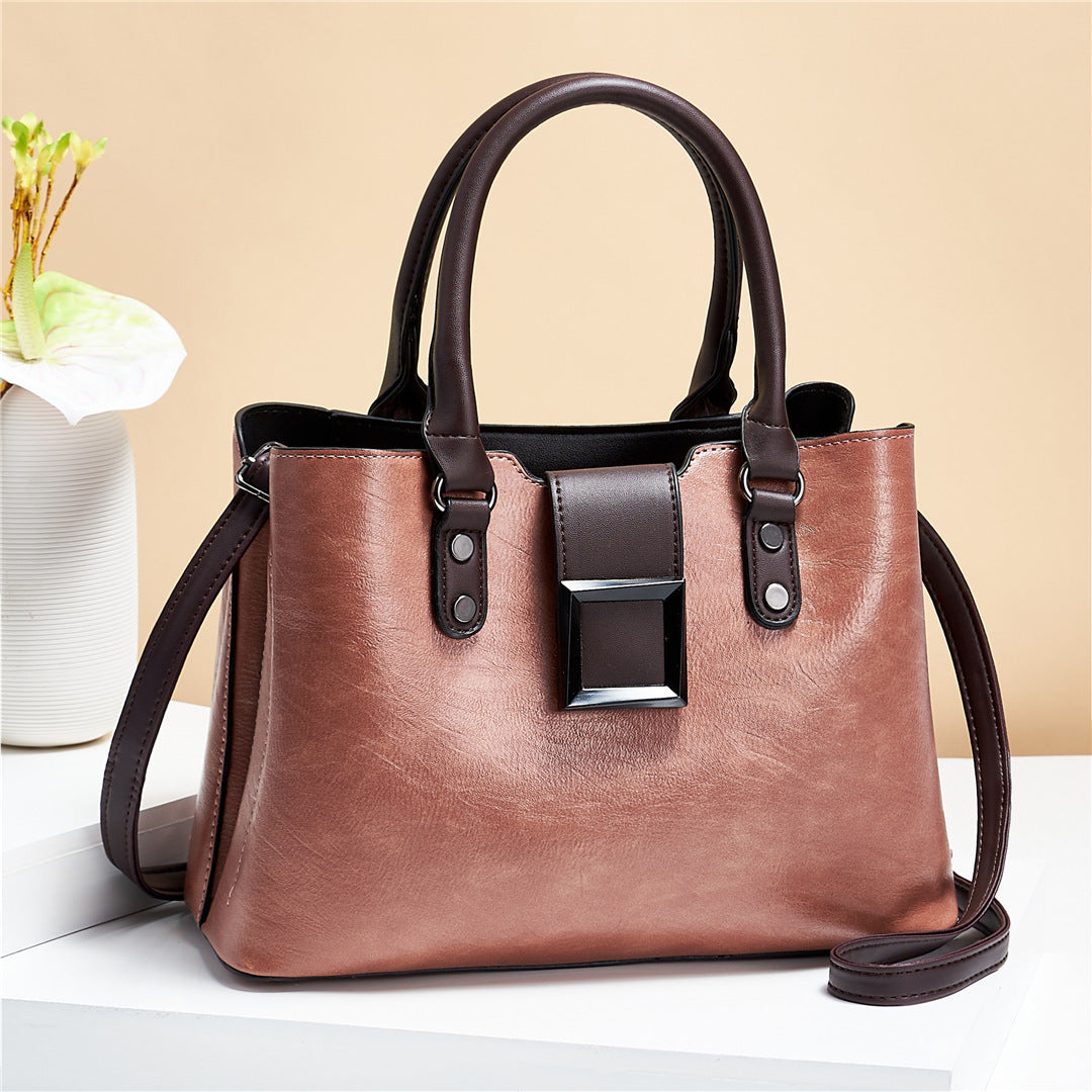 Women Work Daily Office Shoulder Crossbody Bag Big Buckle Handbags