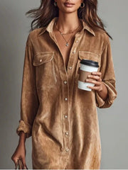 Corduroy Button-Down Midi Dress