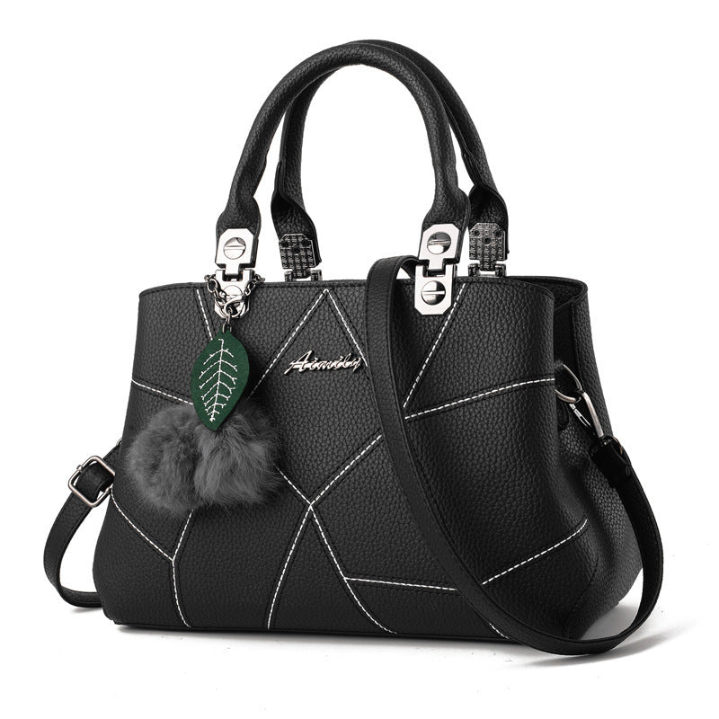 Ladies Fashion Geometric Print Shoulder Messenger Handbags With Ball Pendant