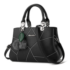 Ladies Fashion Geometric Print Shoulder Messenger Handbags With Ball Pendant