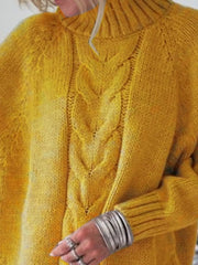 Full Size Cable-Knit Long Sleeve Sweater Plus Size
