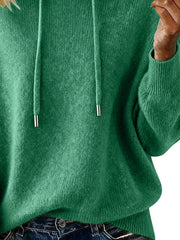Drawstring Long Sleeve Hooded Sweater