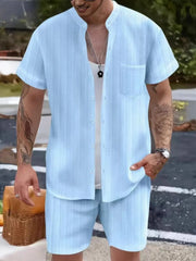 Men's Short Sleeve Shirt and Shorts Matching Set