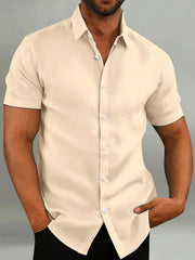 Men's Oversized Short Sleeve Button-Down Shirt