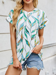 Easy-Wear Printed Crew Neck Top