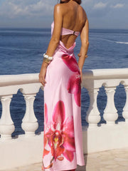 Printed Strapless Maxi Dress