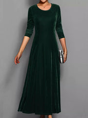 Elegant Velvet Long Sleeve Fit & Flare Dress