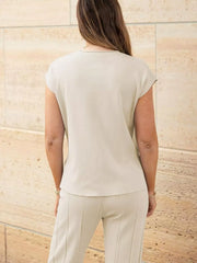 Solid Knit Cap Sleeve Top & Pants Two-Piece Set