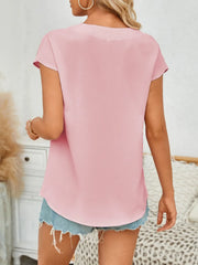 V-Neck Cap Sleeve Blouse