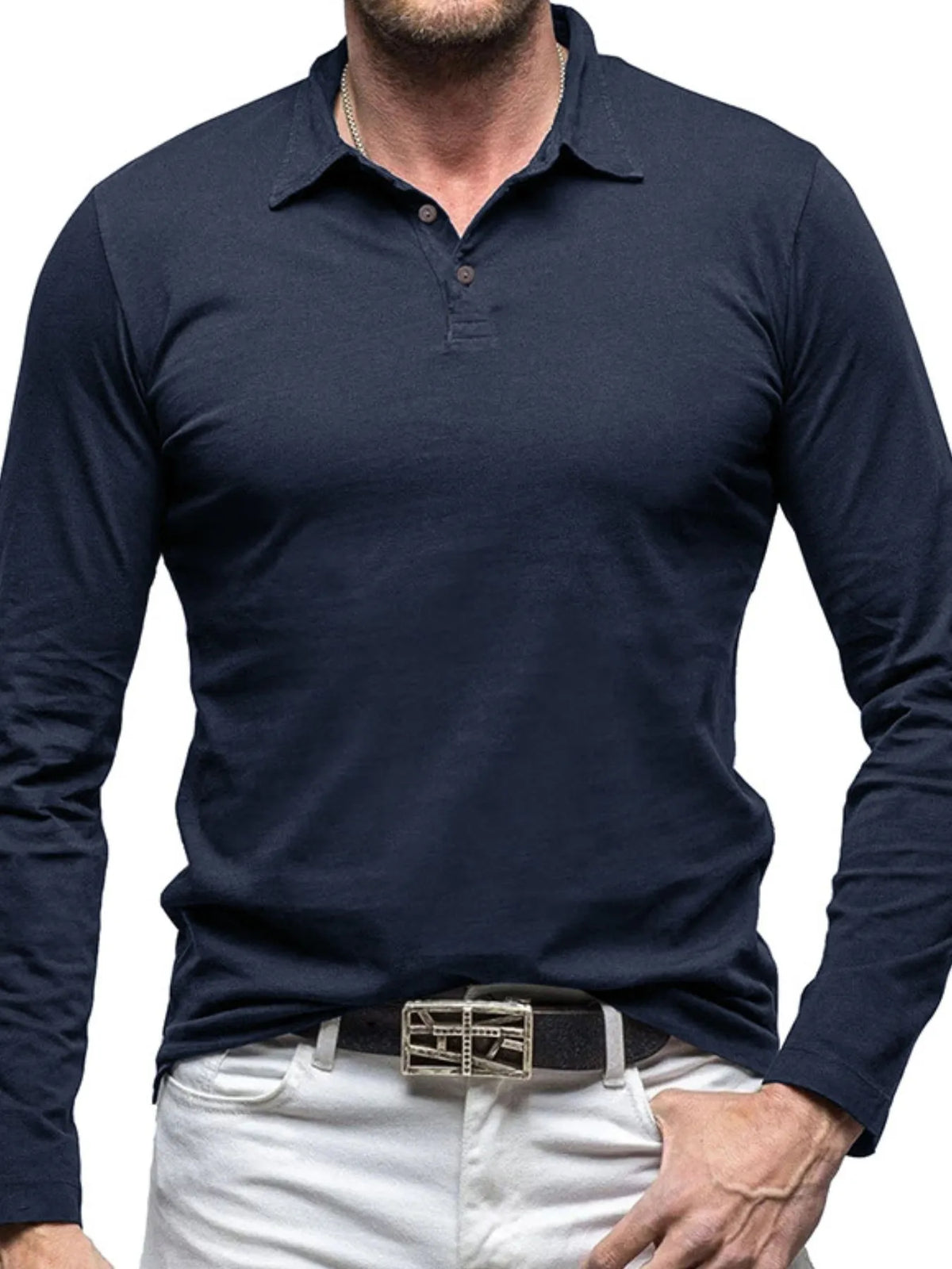 Men's Collared Neck Long Sleeve Polo