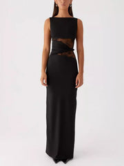 Lace Cutout Sleeveless Maxi Dress