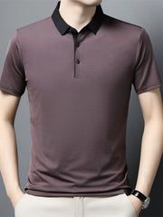 Men's Plus Size Contrast Collar Breathable Polo
