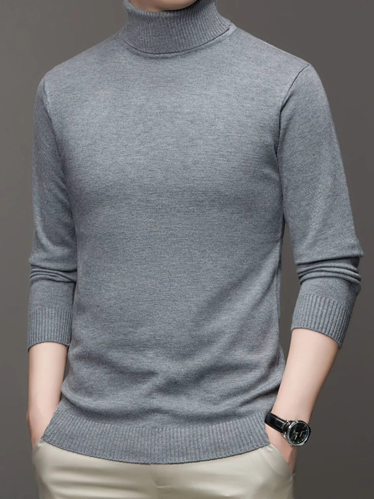 Men's Plus Size Turtleneck Slim Fit Sweater