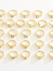 18K Gold-Plated Zircon Letter Ring