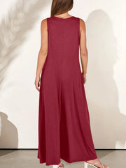Sleeveless V-Neck Jumpsuit with Pockets