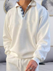 Men's Plus Size Casual Polo Collar Long Sleeve Top