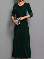 Elegant Velvet Long Sleeve Fit & Flare Dress