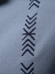Men's Collared Neck Geometric Embroidered Polo
