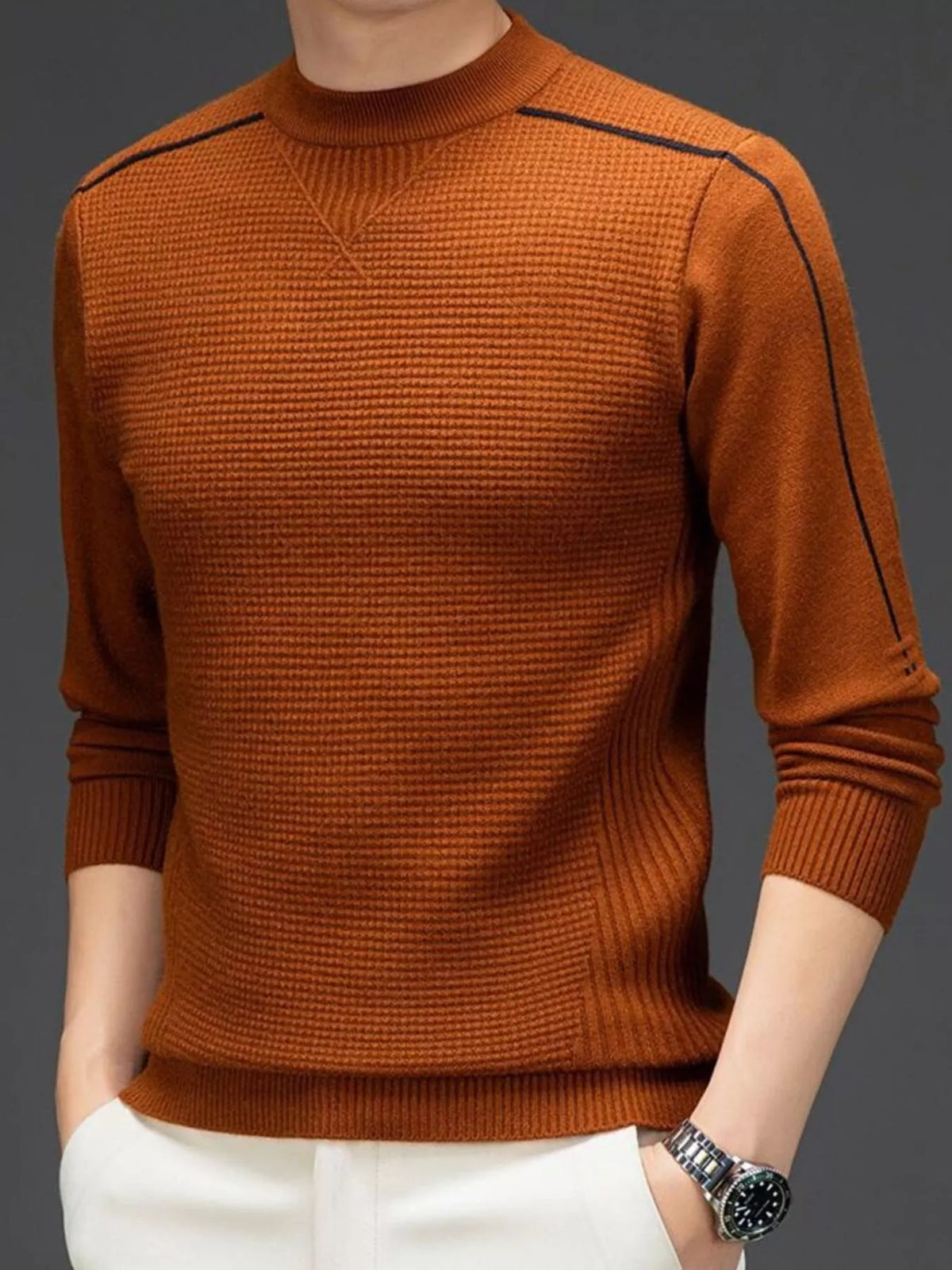 Men's Plus Size Textured Mock Neck Knit Top