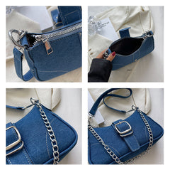 Denim Women's Fashion Small Square Chain Crossbody Handbags