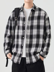 Men's Big & Tall Plaid Button-Up Casual Shirt