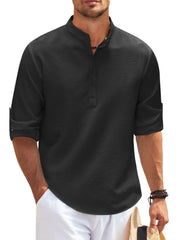 Men's Full Size Button Detail Long Sleeve Top Plus Size