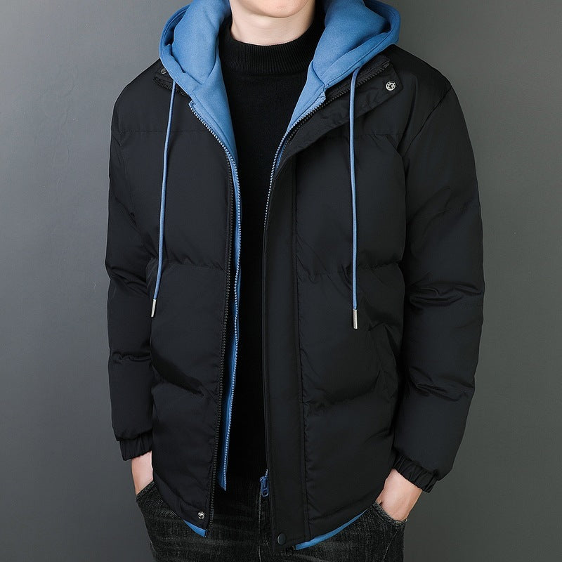 Two-piece Men's Windproof Warm Hooded Cotton Jacket Thickened