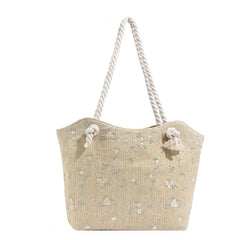 New And Simple Straw  Lace Flower Fashion Large Capacity Women  Shoulder Handbag