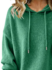Drawstring Long Sleeve Hooded Sweater