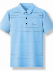 Men's Plus Size Classic Striped Quick-Dry Polo Shirt