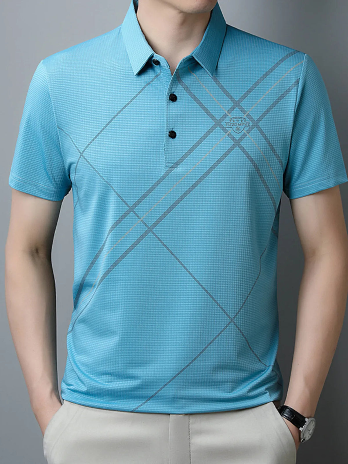 Men's Plus Size Geometric Pattern Quick-Dry Polo