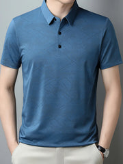 Men's Plus Size Breathable Short Sleeve Geometric Polo