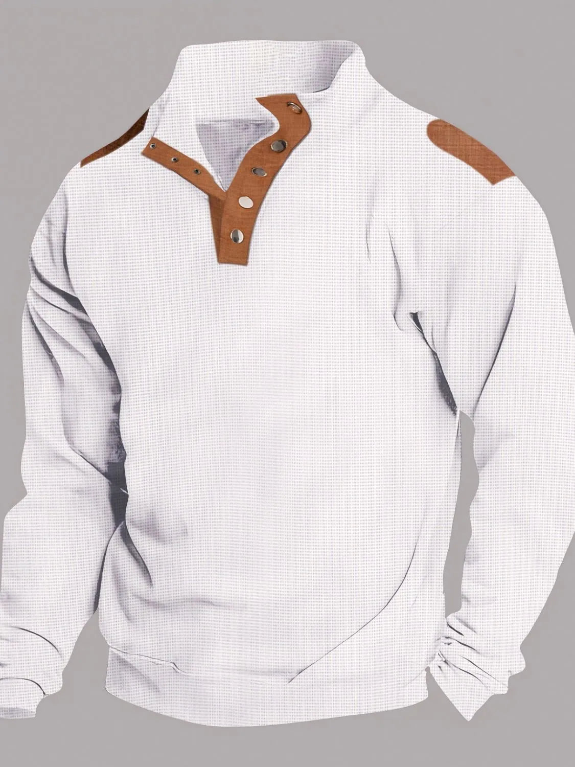 Men's Full Size Quarter Snap Long Sleeve Top Plus Size