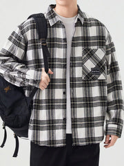 Men's Plus Size Casual Plaid Button Up Shirt