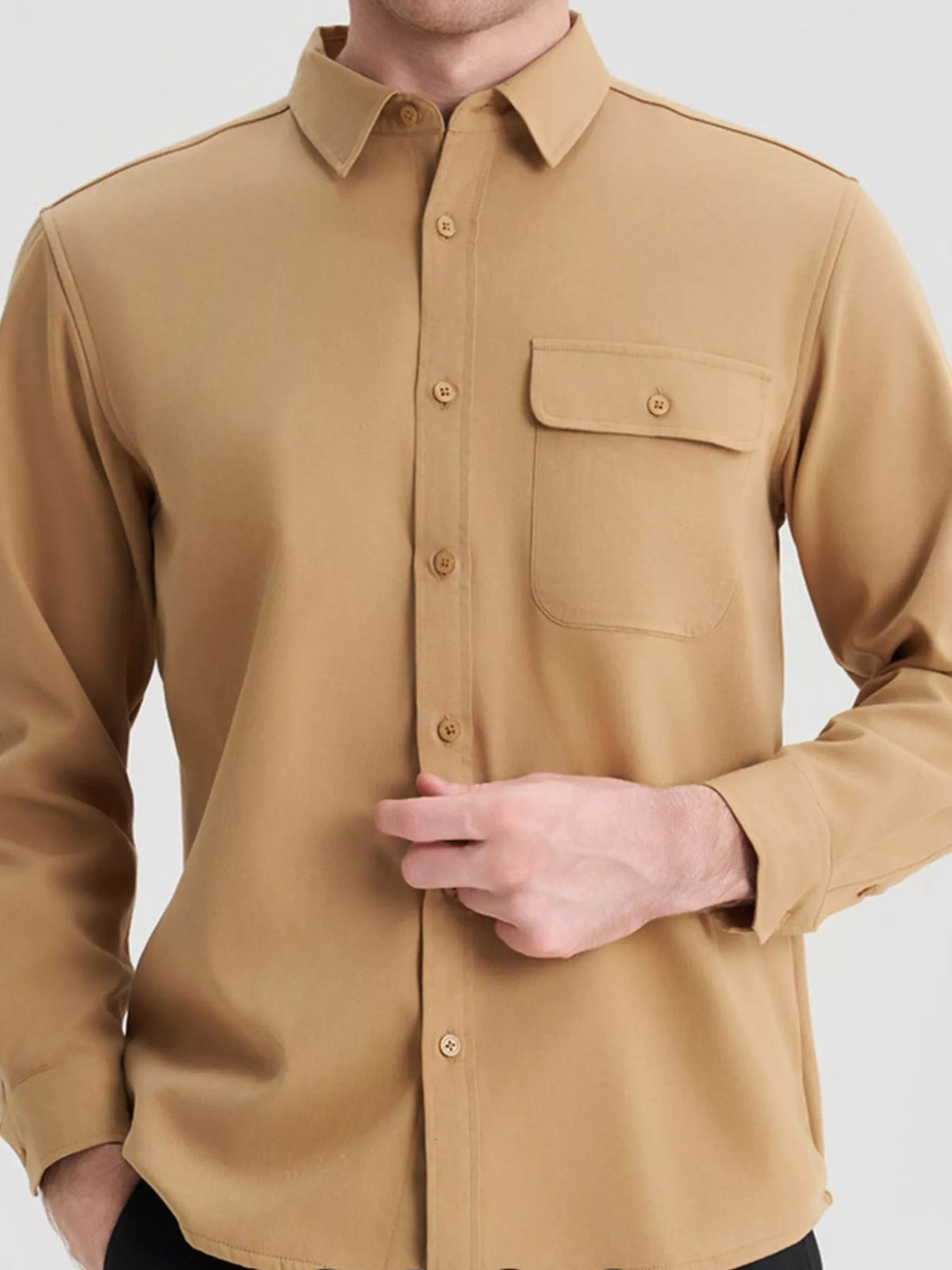 Men's Plus Size Classic Button-Up Long Sleeve Shirt