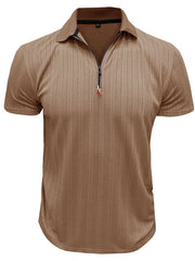 Men's Textured Quarter-Zip Polo Shirt