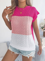 Color Block Cable Knit Sweater
