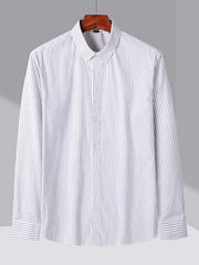 Men's Full Size Casual Striped Button-Down Shirt Plus Size