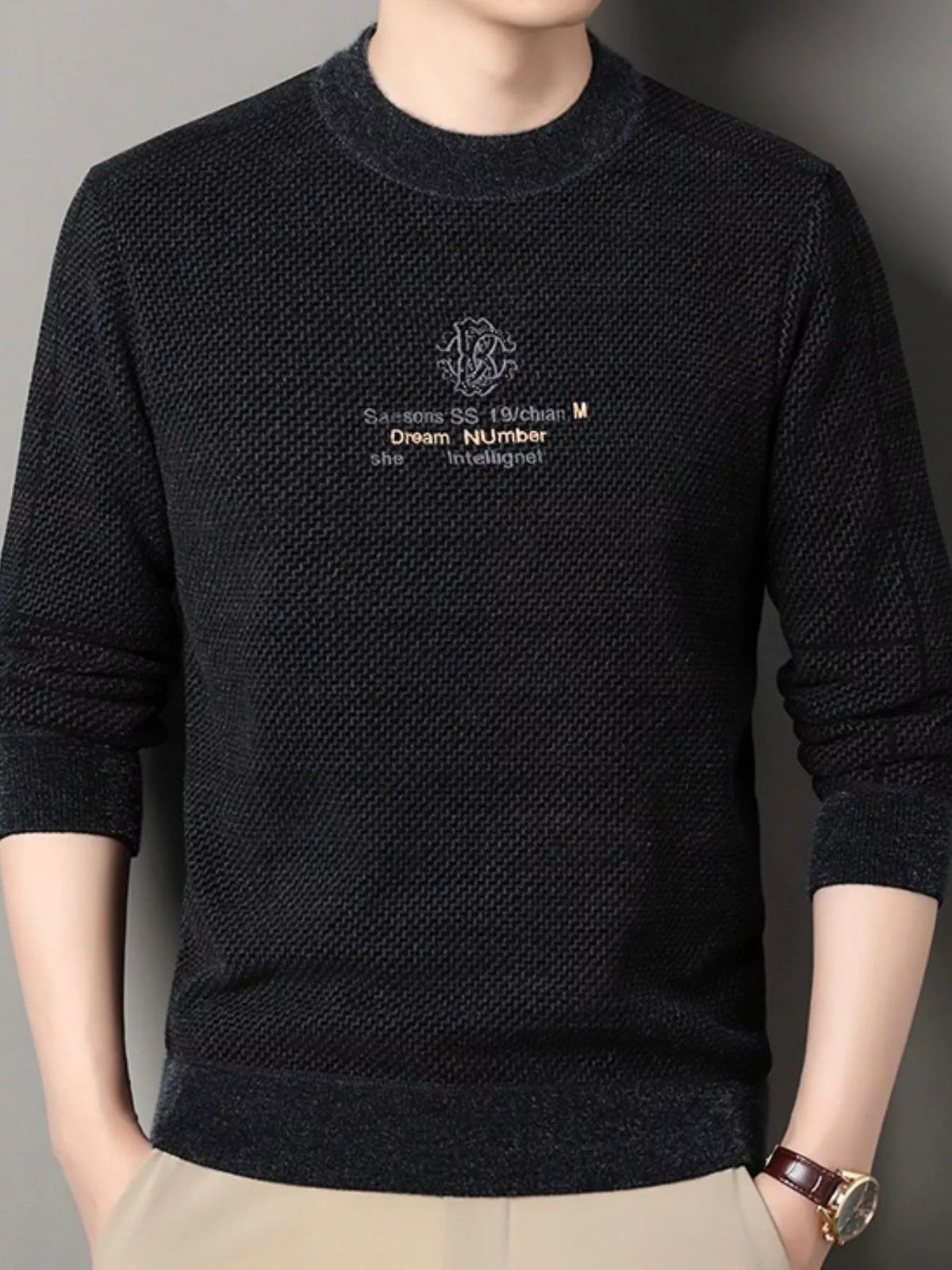 Men's Plus Size Crew Neck Long Sleeve Sweater