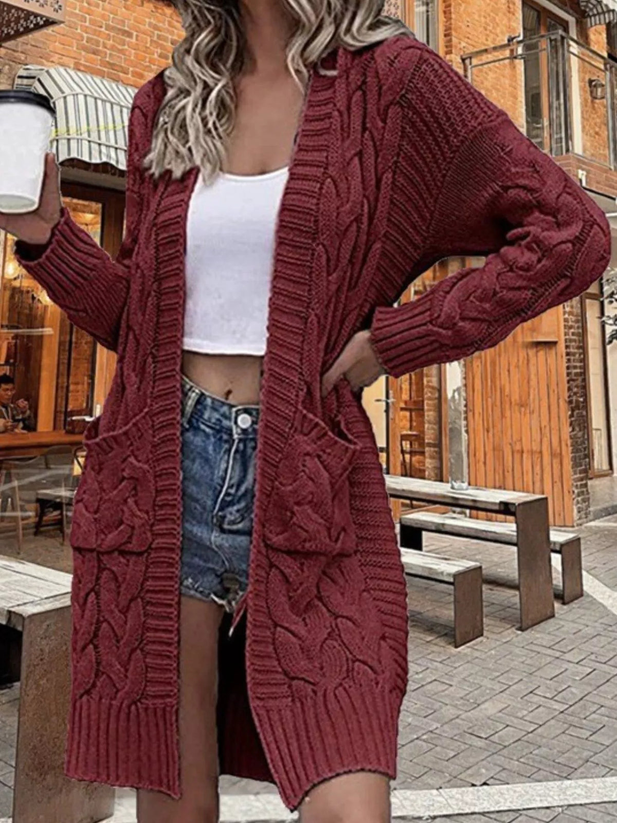Open Front Chunky Knit Cardigan