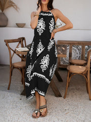 Devine Grecian Neck Printed Maxi Dress