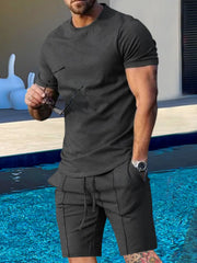 Men's Plus Size Minimalist Crew Neck Tee and Shorts Set