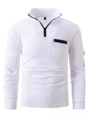Men's Plus Size Quarter Zip Long Sleeve Polo Shirt â€?Full Size Casual Classic Fit