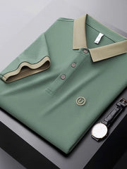 Men's Plus Size Breathable Short Sleeve Contrast Polo