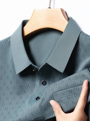 Men's Plus Size Textured Short Sleeve Casual Polo Shirt